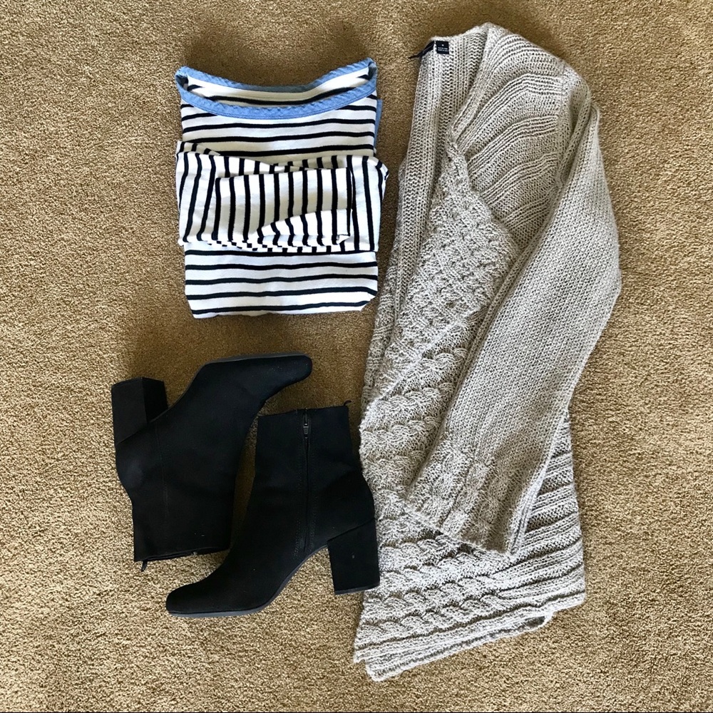 Beige open front cardigan